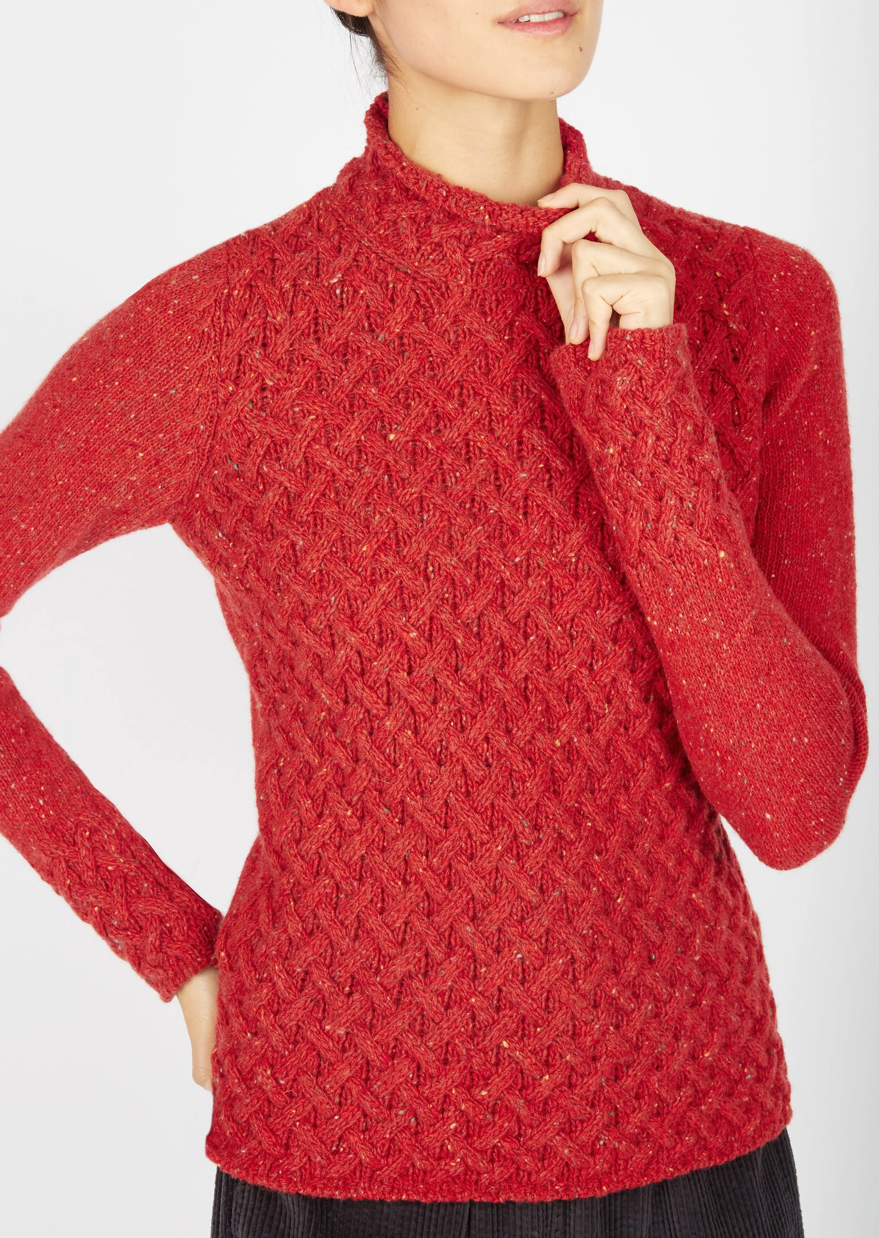 IrelandsEye Women's Trellis Aran Sweater | Chilli