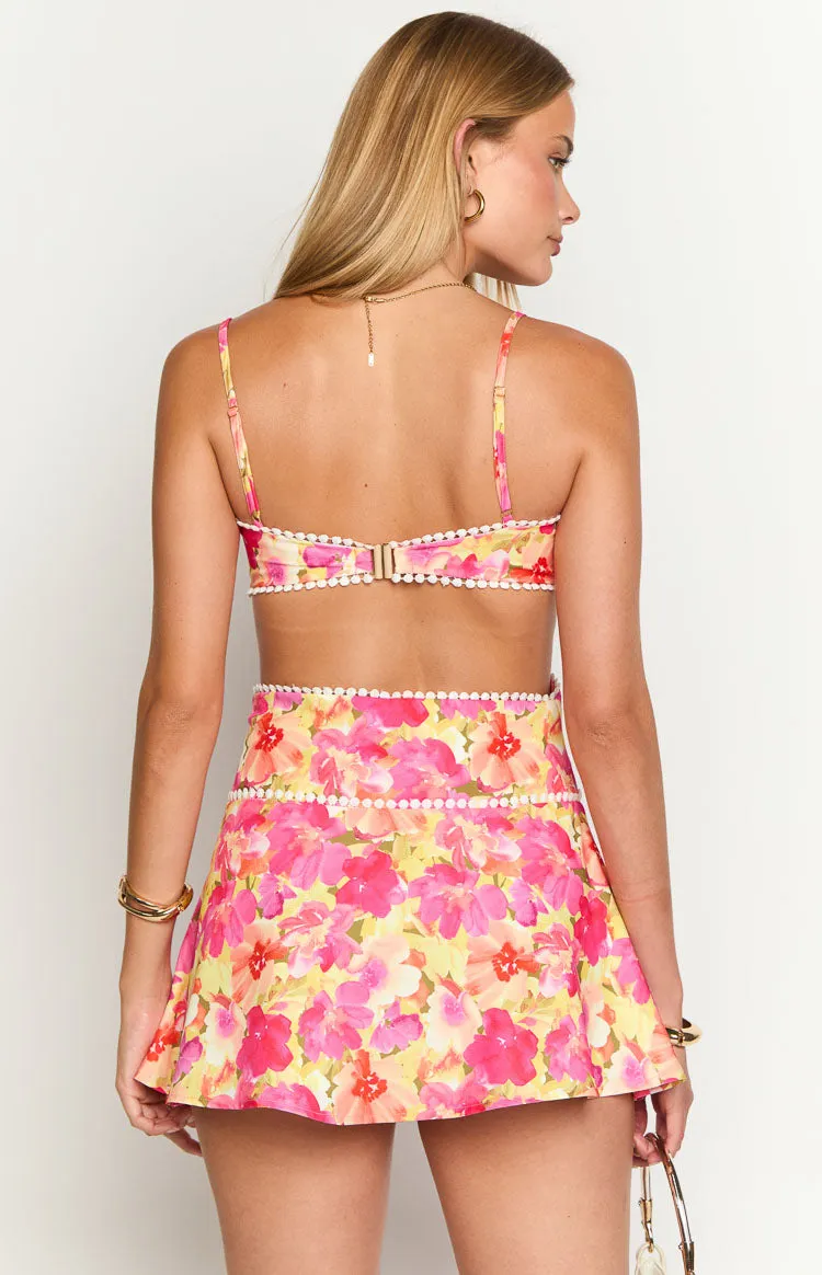 Josie Yellow Floral Pop Mini Dress