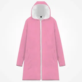 Long Rain Coat Cotton-pad Zipper-up Hoodie