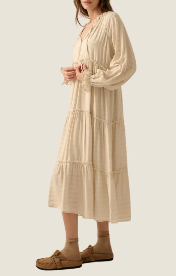 Lux Cream Tiered Maxi Dress