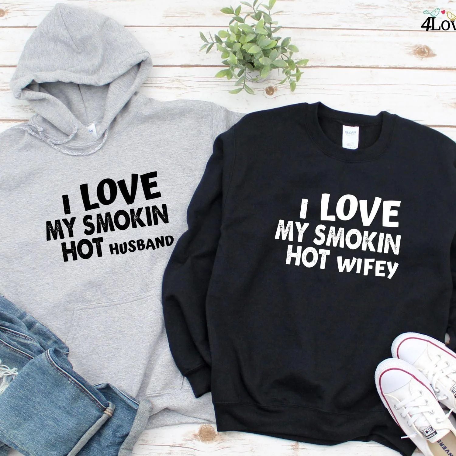 Matching Couples Outfit Set - Smokin' Hot Husband & Lovely Wifey Gift Idea