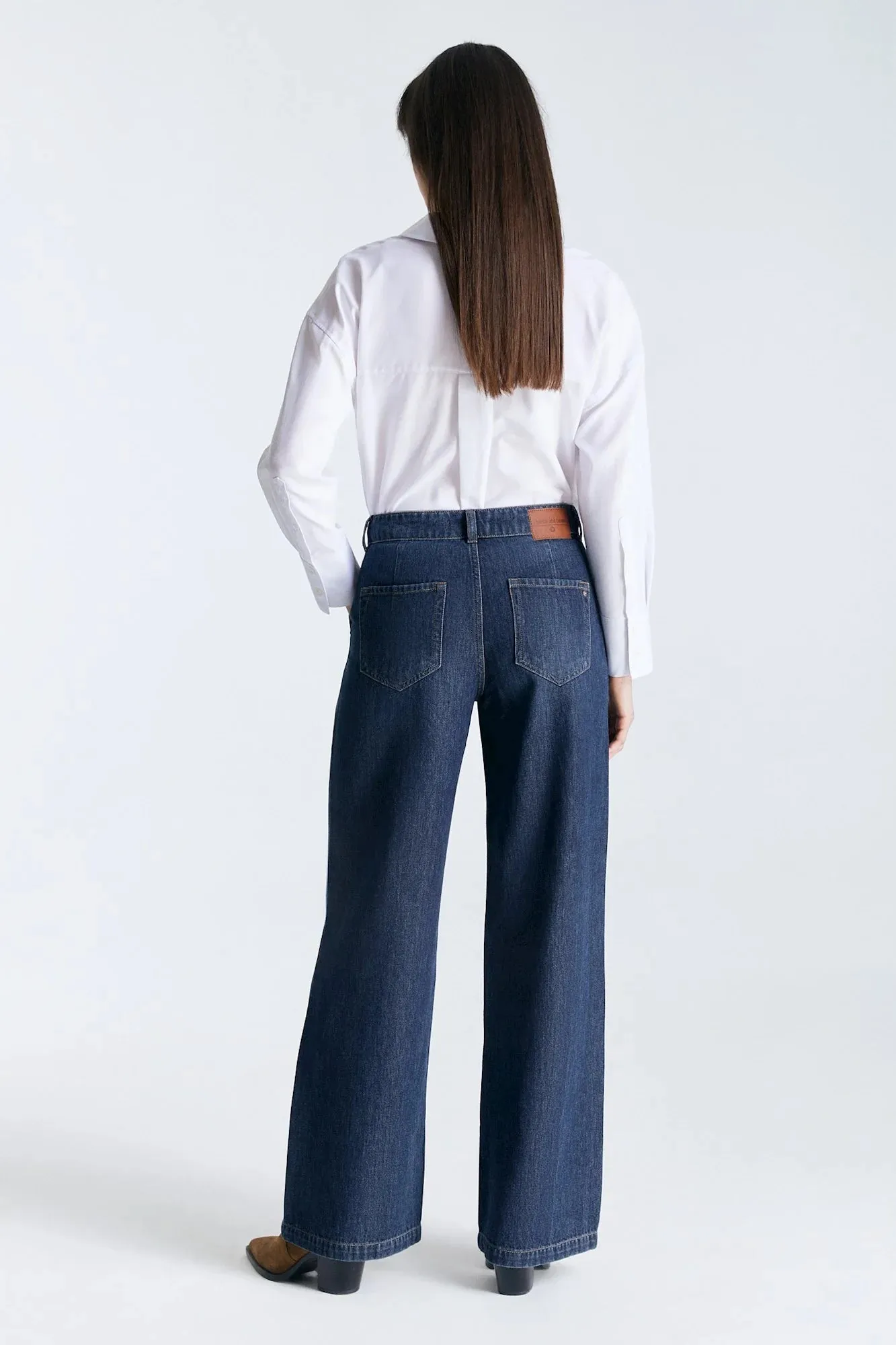 Maxine - Mid Waist Wide Jeans - Deep Blue