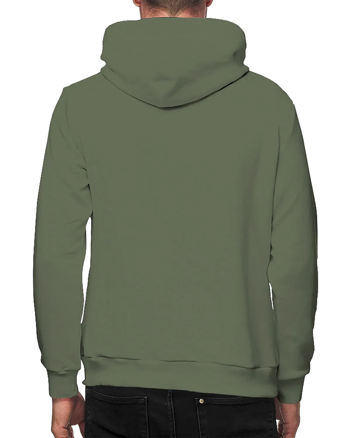 Men Plain OliveGreen Hooded Sweatshirt with Pockets