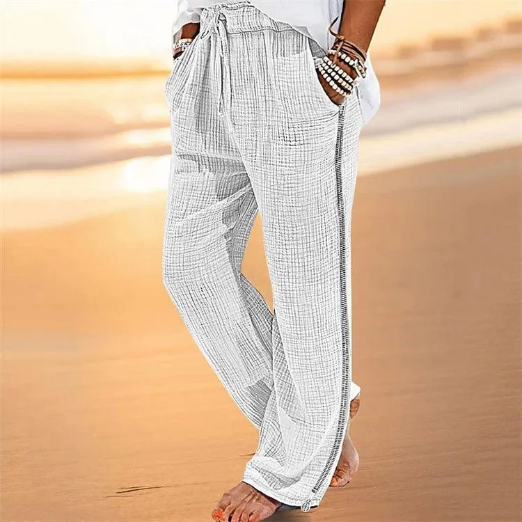 Men's Casual Drawstring Zipper Stretch Pants