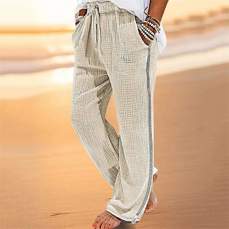 Men's Casual Drawstring Zipper Stretch Pants