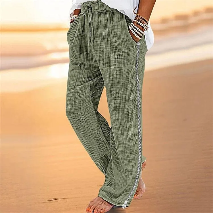 Men's Casual Drawstring Zipper Stretch Pants