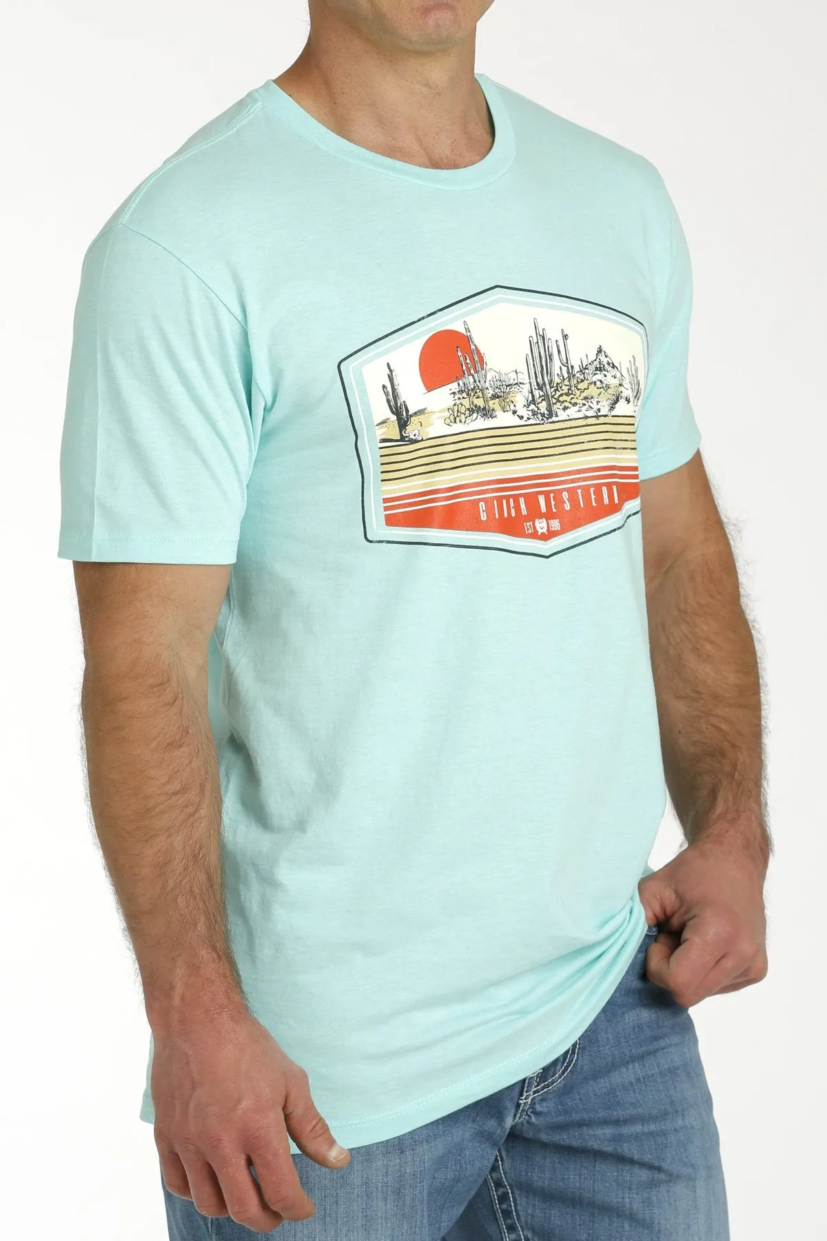 MEN'S CINCH WESTERN TEE - TURQUOISE