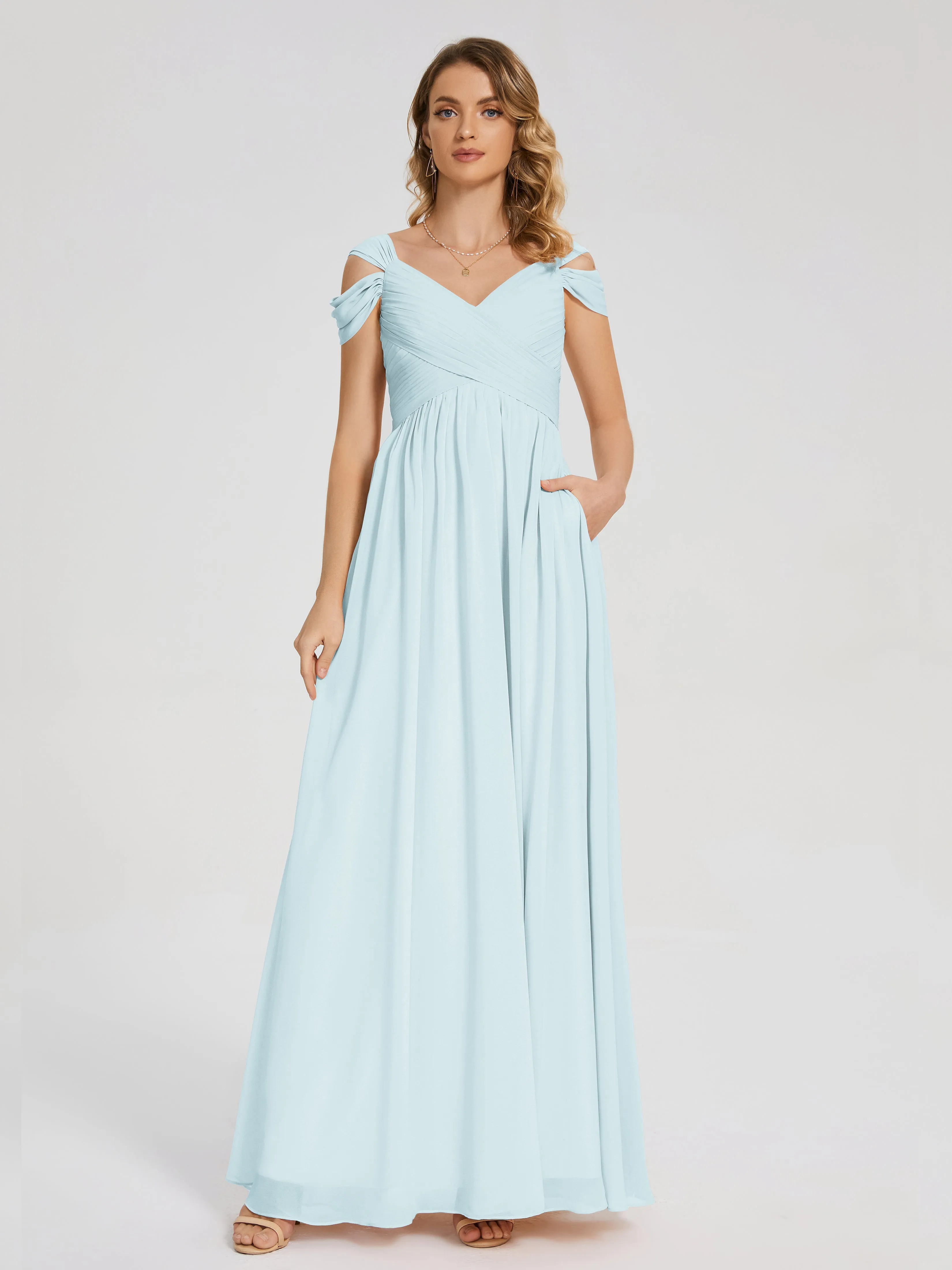 Mist Bridesmaid Dress Charlee Flowy Split Chiffon Bridesmaid Dresses