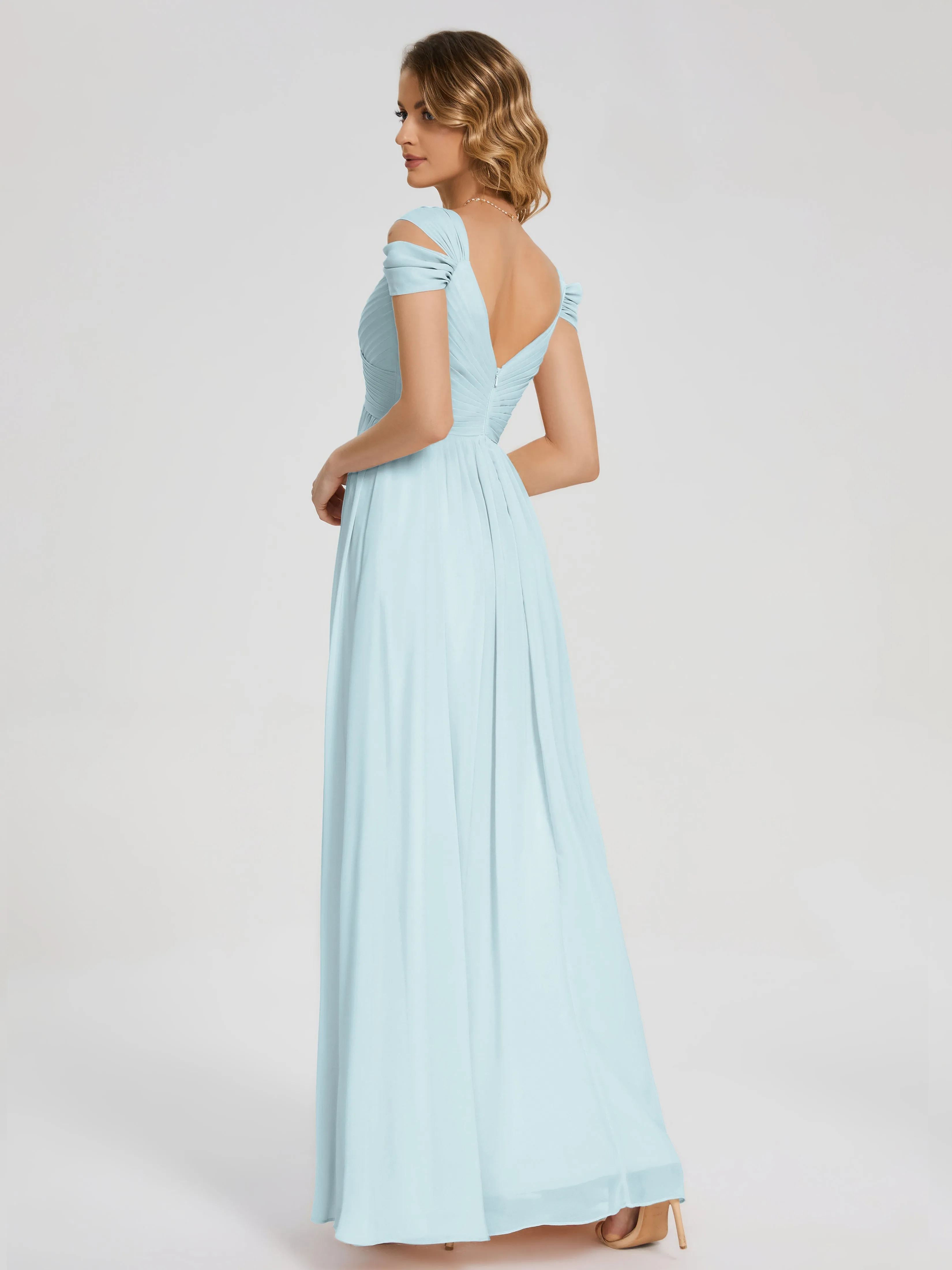 Mist Bridesmaid Dress Charlee Flowy Split Chiffon Bridesmaid Dresses