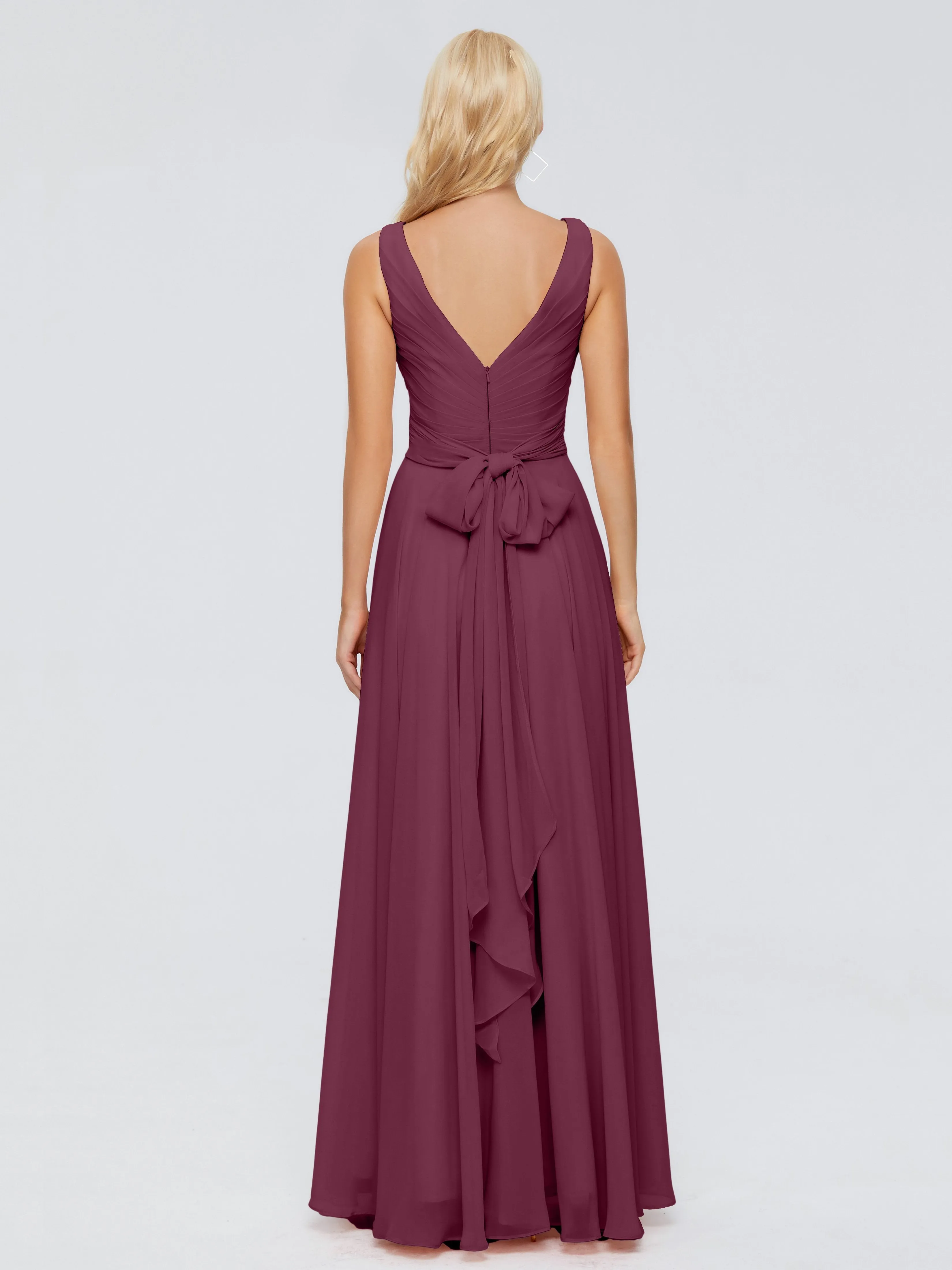 Mulberry Bridesmaids Ryleigh Flowy Chiffon Bridesmaid Dresses With Bow