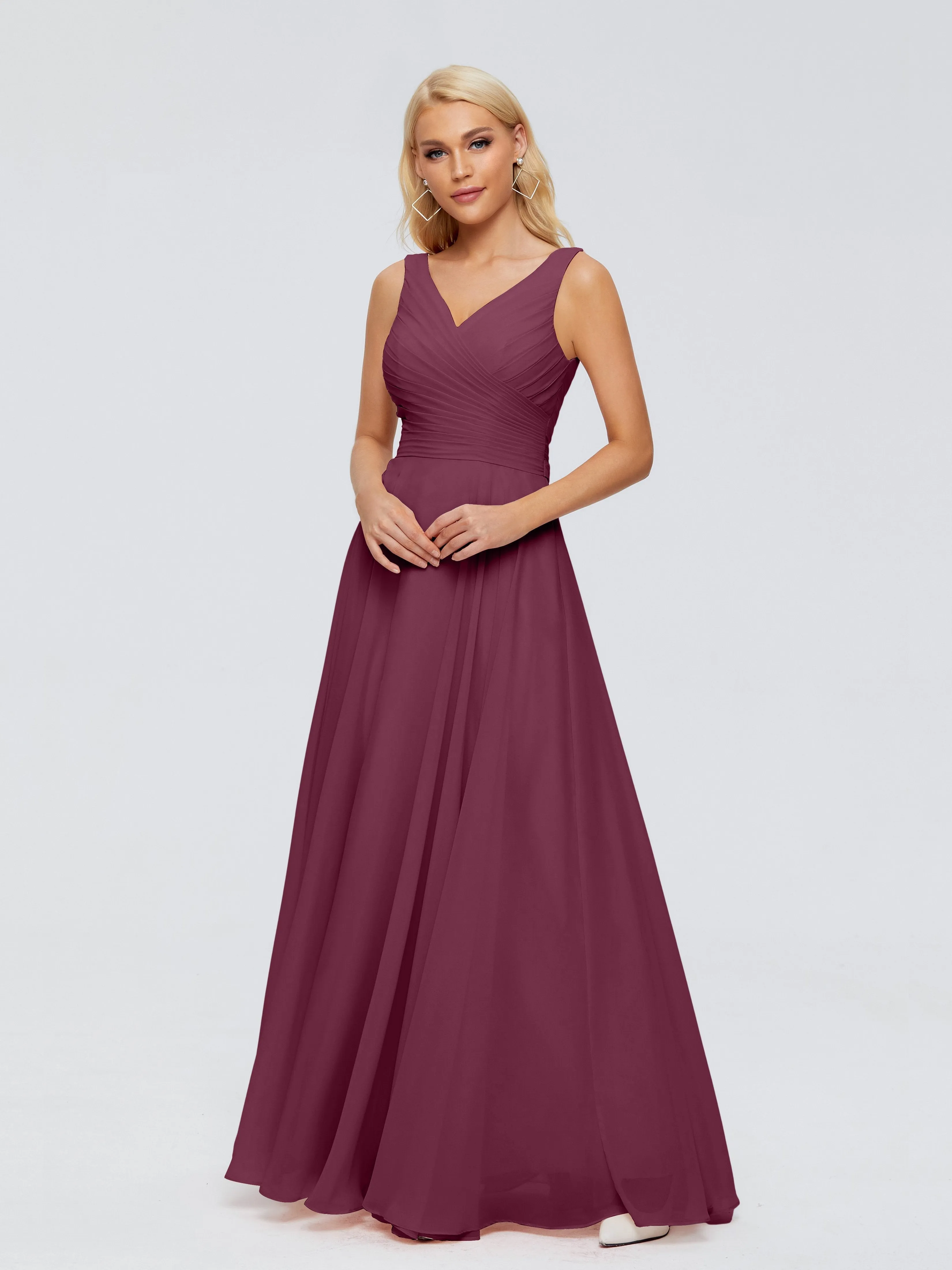 Mulberry Bridesmaids Ryleigh Flowy Chiffon Bridesmaid Dresses With Bow