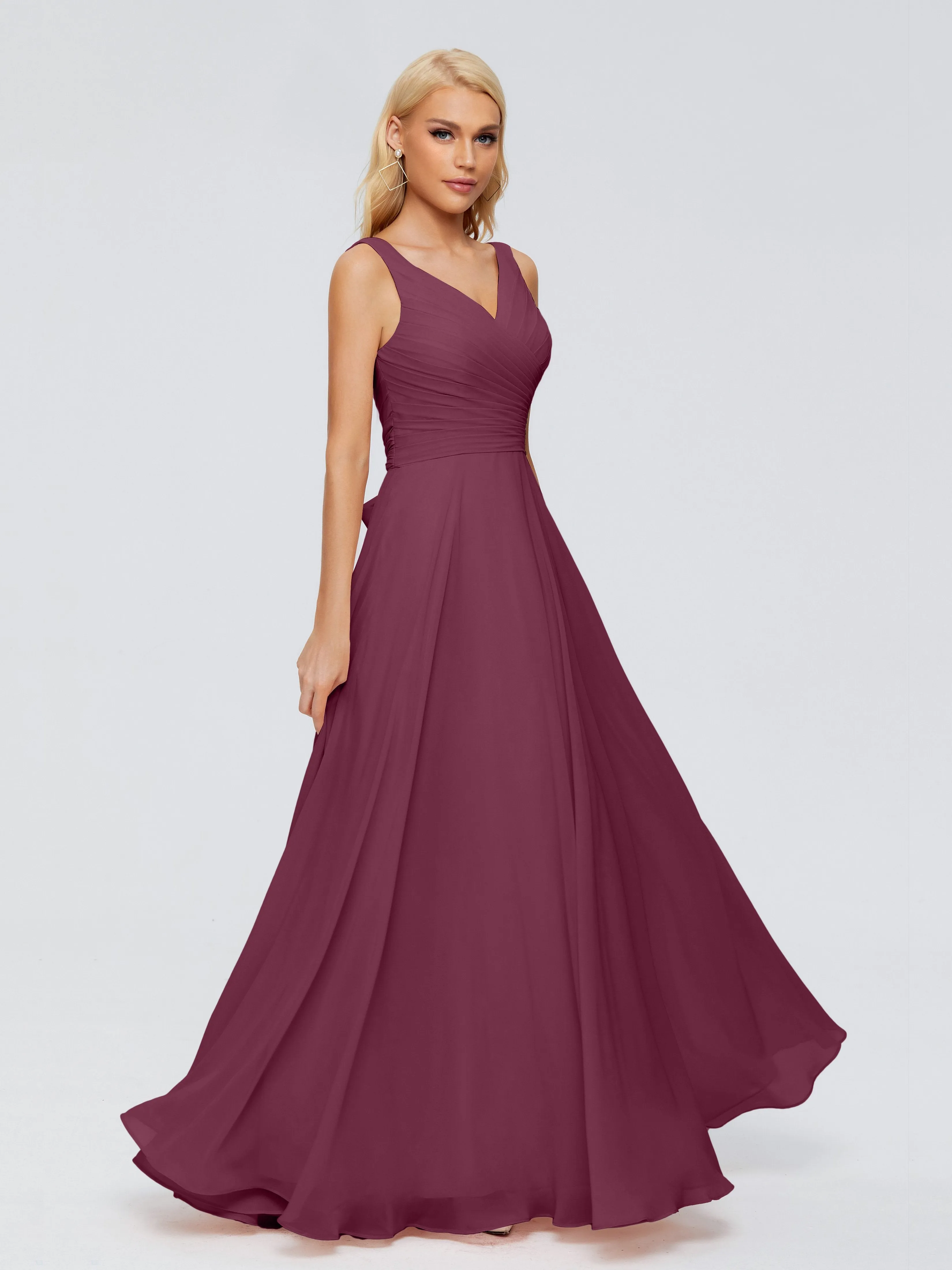 Mulberry Bridesmaids Ryleigh Flowy Chiffon Bridesmaid Dresses With Bow