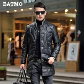 New Fall Winter High Quality Warm 90% White Duck Down Faux Leather Men's Jacket Coat