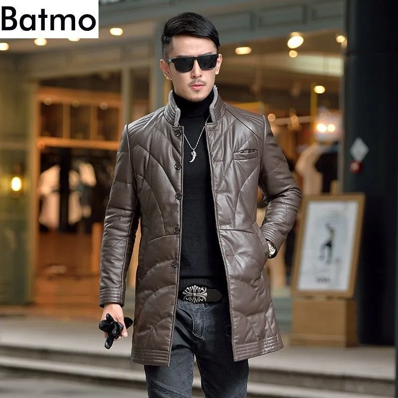 New Fall Winter High Quality Warm 90% White Duck Down Faux Leather Men's Jacket Coat