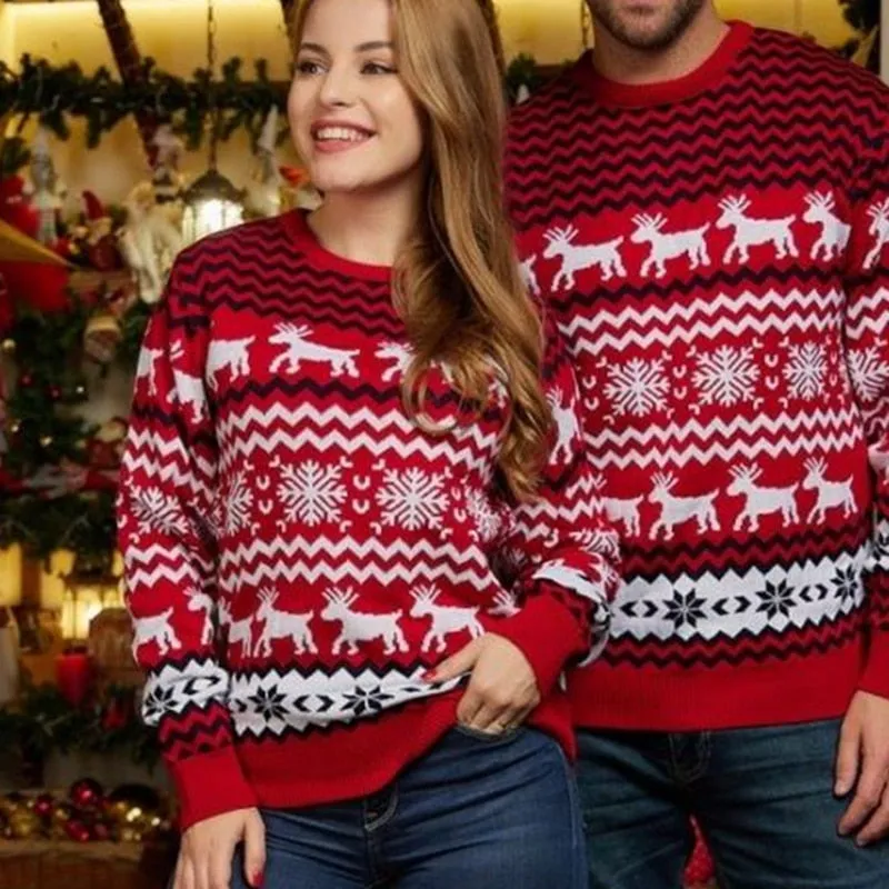 New Year's clothing women men matching Christmas family couples thick sweaters