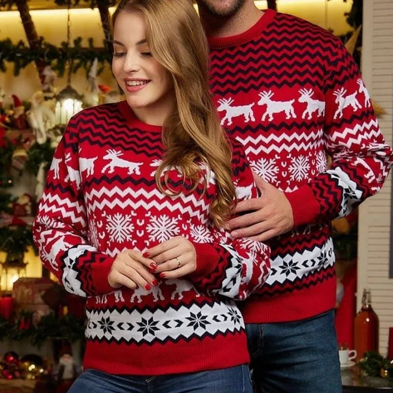 New Year's clothing women men matching Christmas family couples thick sweaters