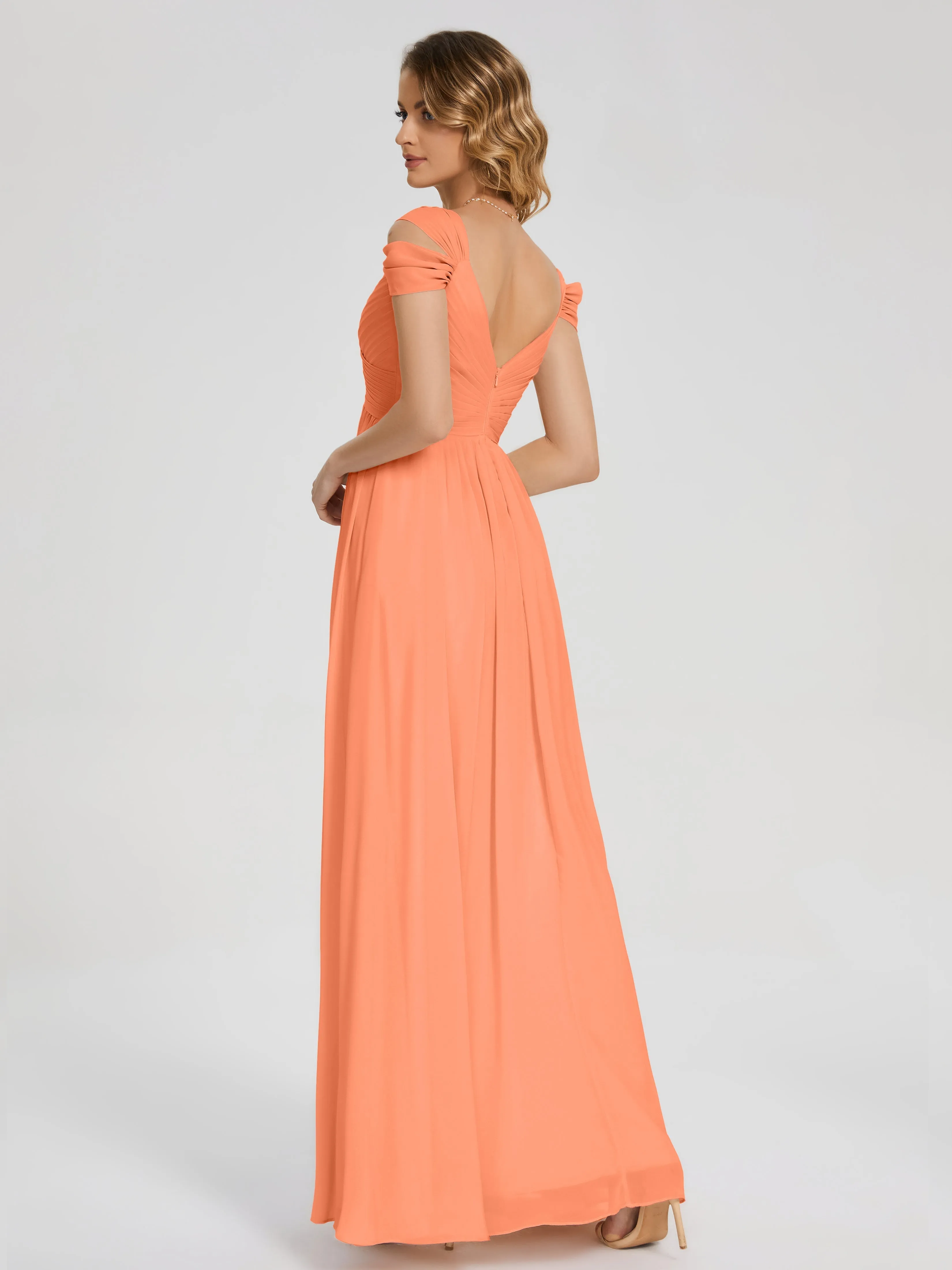 Papaya Bridesmaid Dress Charlee Flowy Split Chiffon Bridesmaid Dresses