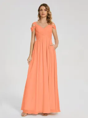 Papaya Bridesmaid Dress Charlee Flowy Split Chiffon Bridesmaid Dresses