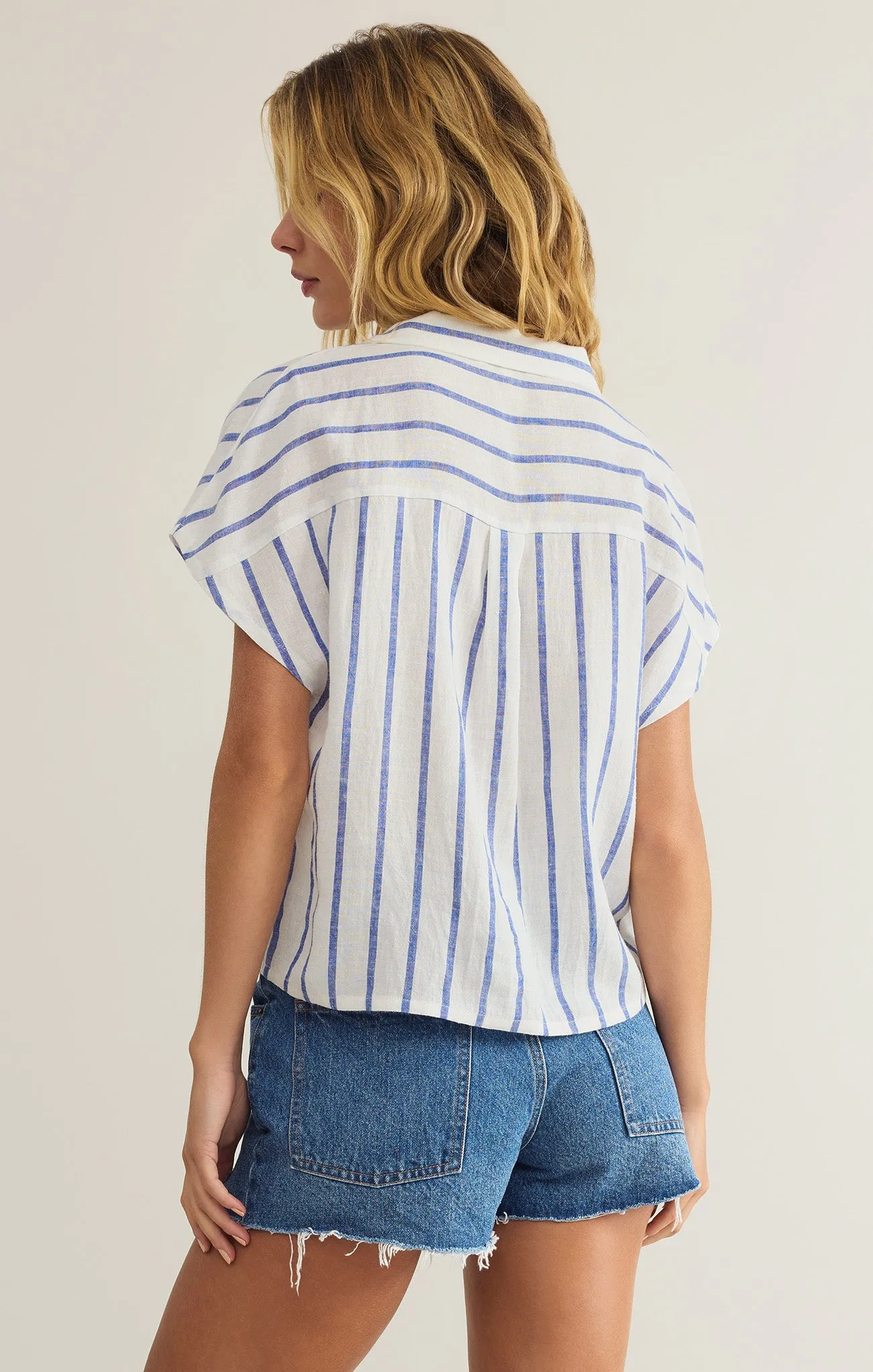 Parallel Striped Linen Top