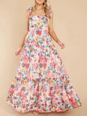 Passion Garden, Floral Strappy Tiered Maxi Dress