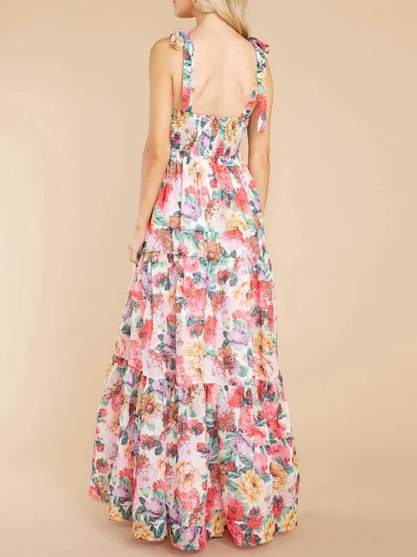 Passion Garden, Floral Strappy Tiered Maxi Dress