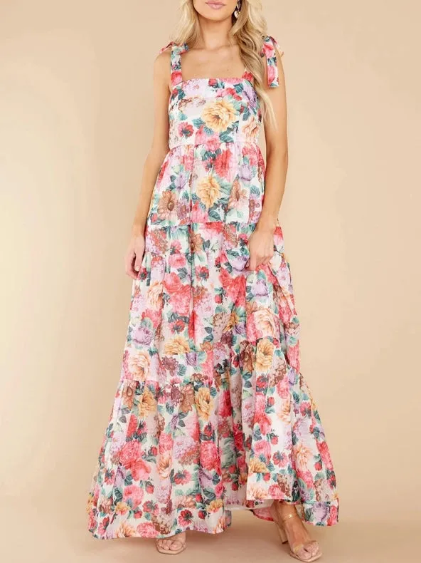 Passion Garden, Floral Strappy Tiered Maxi Dress