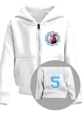 Personalised Frozen Elsa and Anna Hoodie with back print  I  Custom Hoodie for Girls