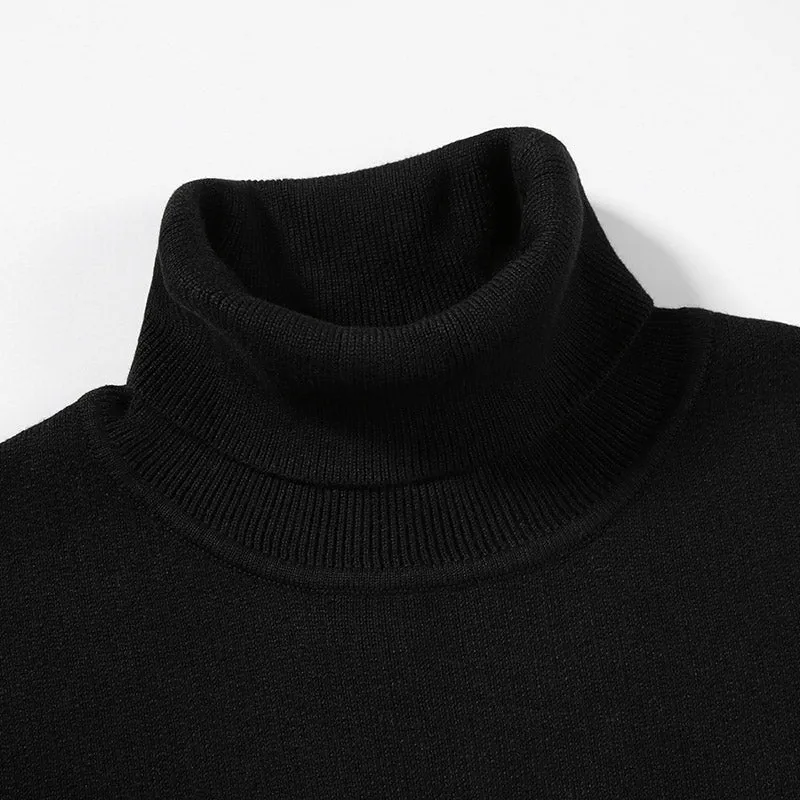 Plain Lapel Turtleneck Oversize Sweater