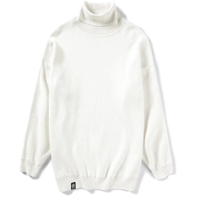 Plain Lapel Turtleneck Oversize Sweater