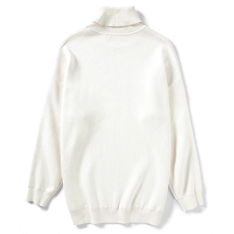 Plain Lapel Turtleneck Oversize Sweater