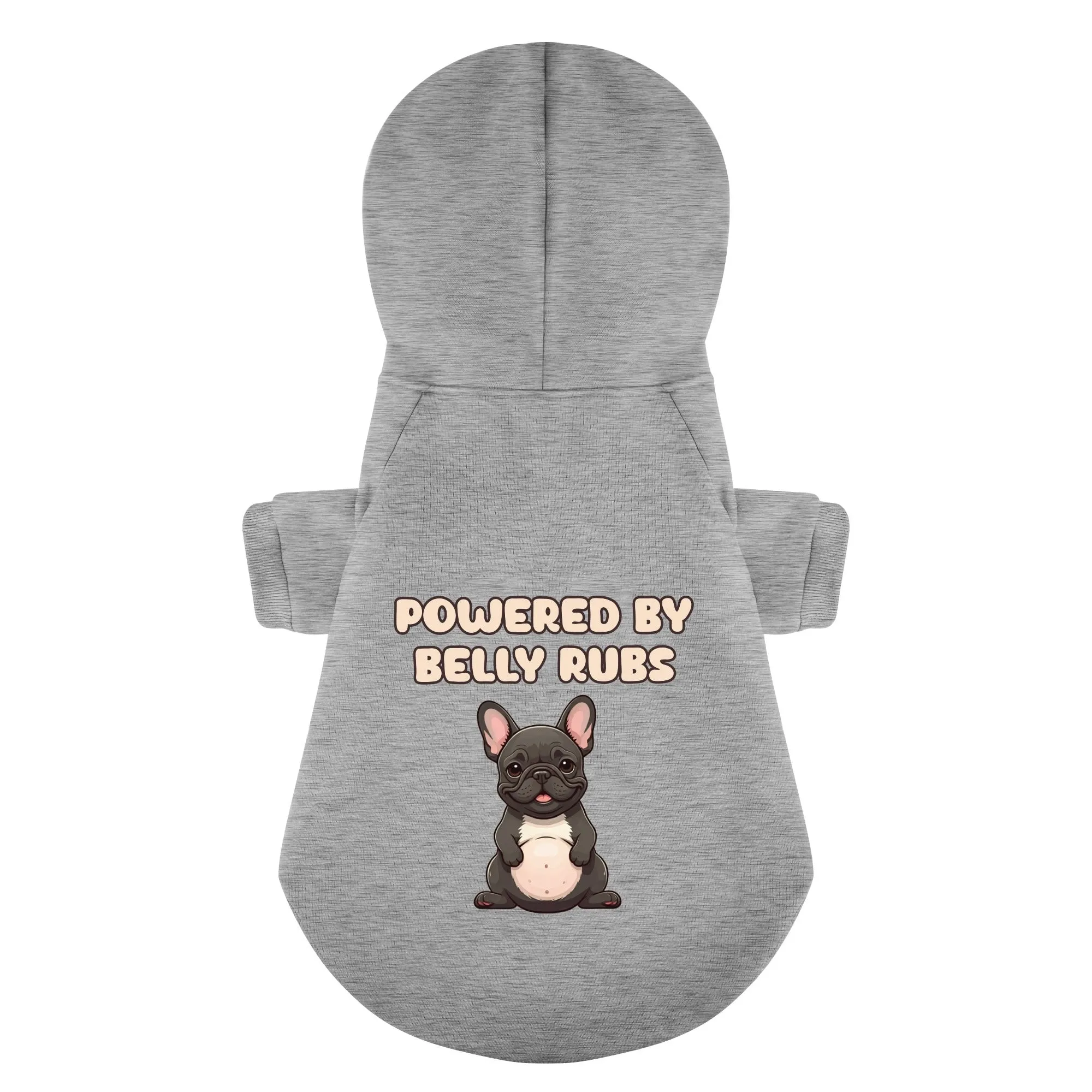 Powered by belly rubs  - Personalized French Bulldog Hoodies with Funny Quotes – Stylish, Cozy, and Premium 100% Cotton