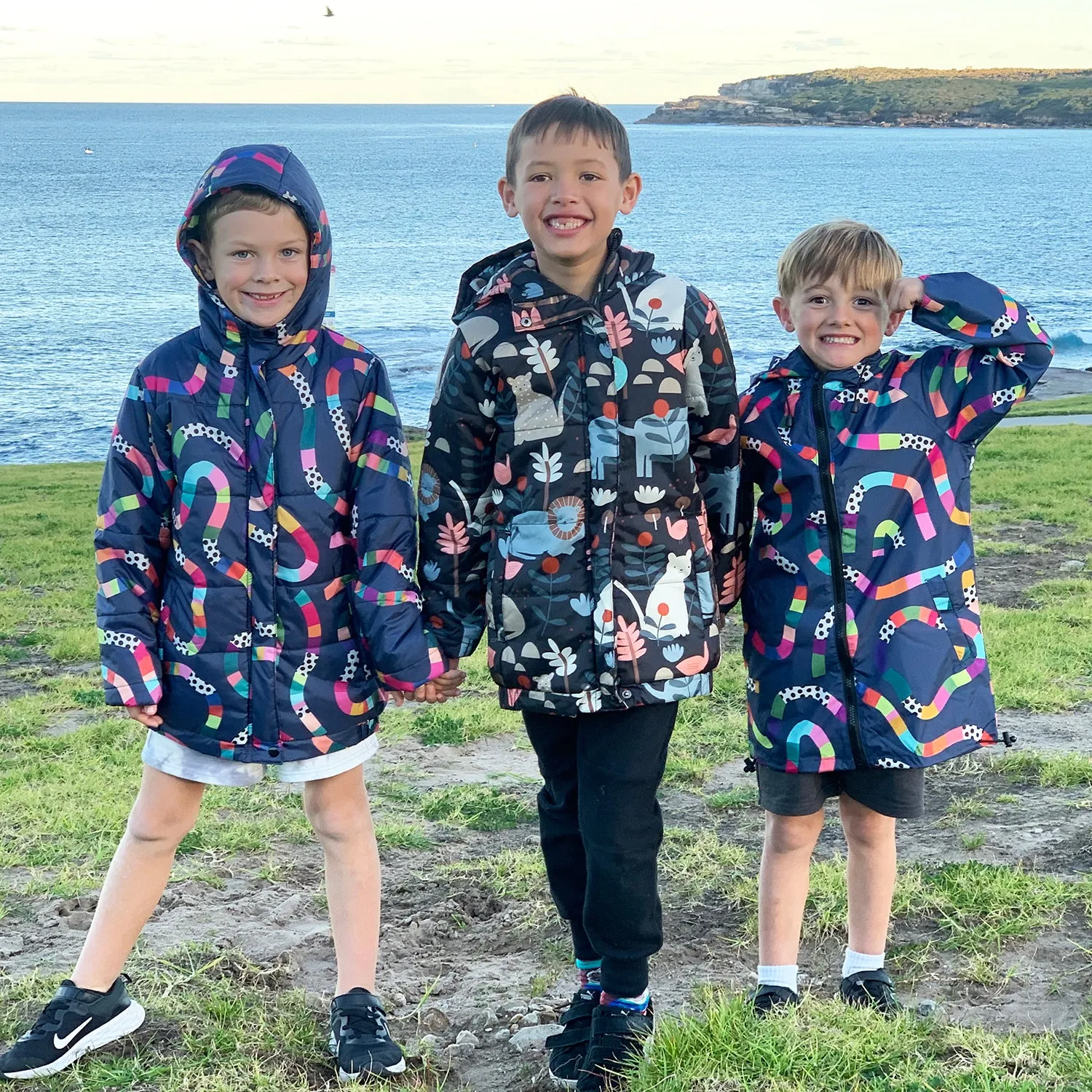 Puffer Jacket: Rainbow Topographic Kids