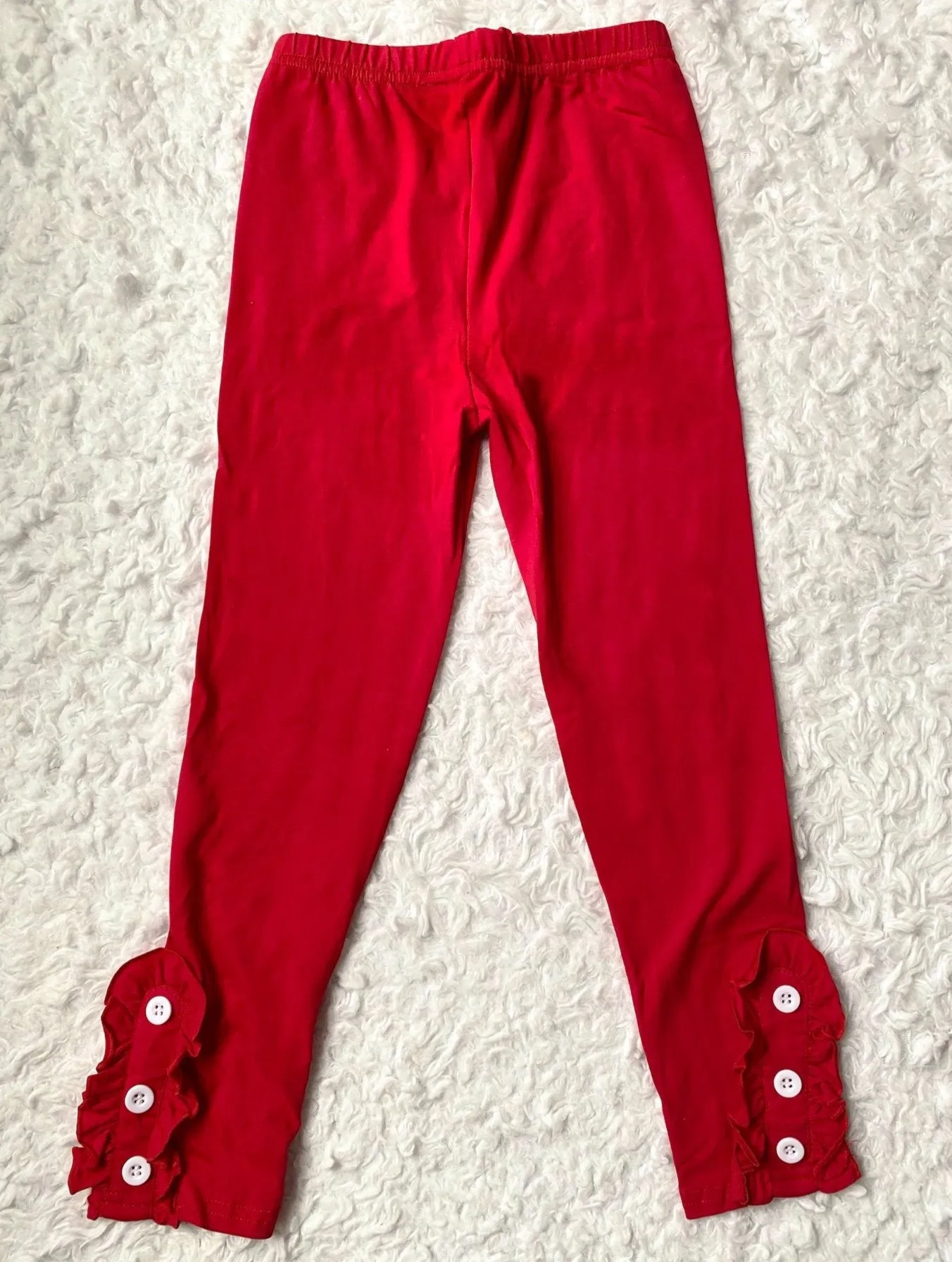 Red Button Ruffle Leggings