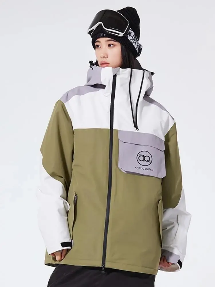 Retro 2025 Snowboard Jacket Women's Hooded Warm Outwear