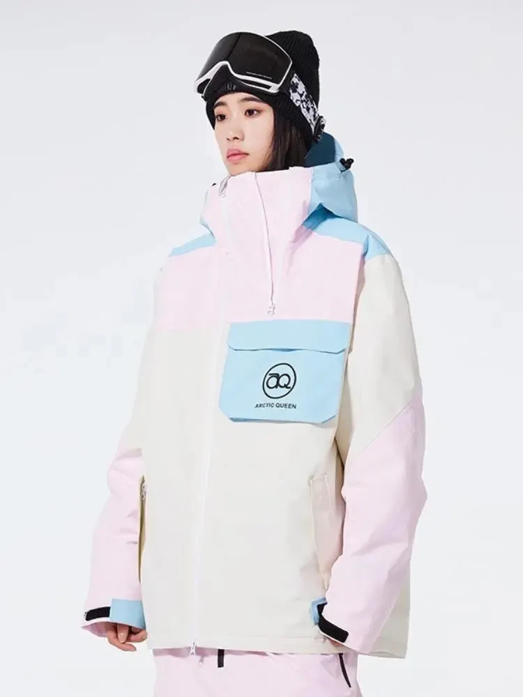 Retro 2025 Snowboard Jacket Women's Hooded Warm Outwear