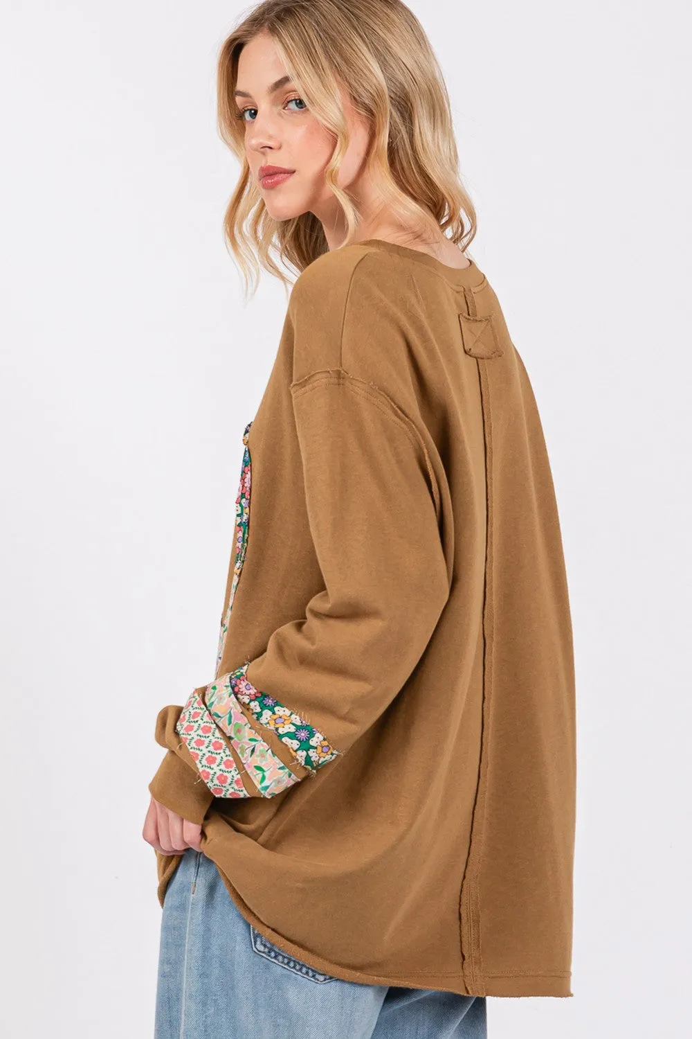 SAGE   FIG Peace Applique Patch Long Sleeve Top