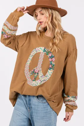 SAGE   FIG Peace Applique Patch Long Sleeve Top