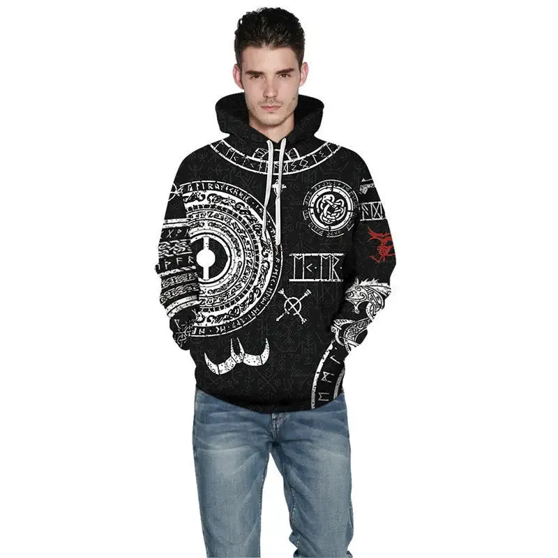 Snake Plate Print Hoodie - Stylish Snake Design, 100% Polyester Fiber, Sizes M-2XL