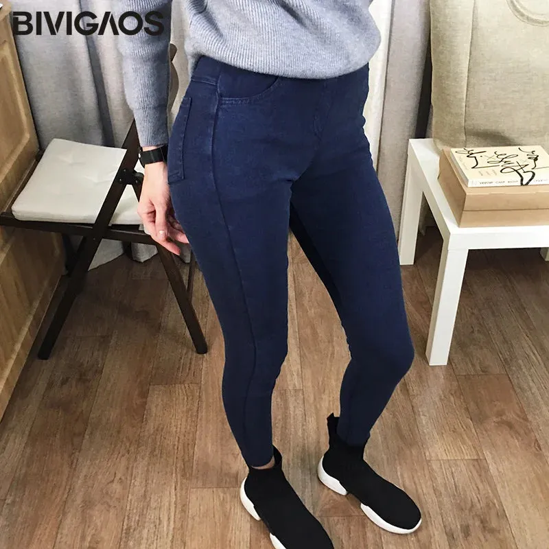 Spring Autumn Classic Basic Style Sand Wash Jeans