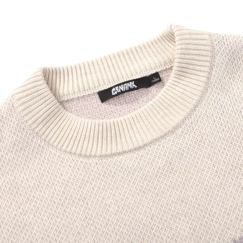 Sunset Letter Jacquard Crew Neck Sweater