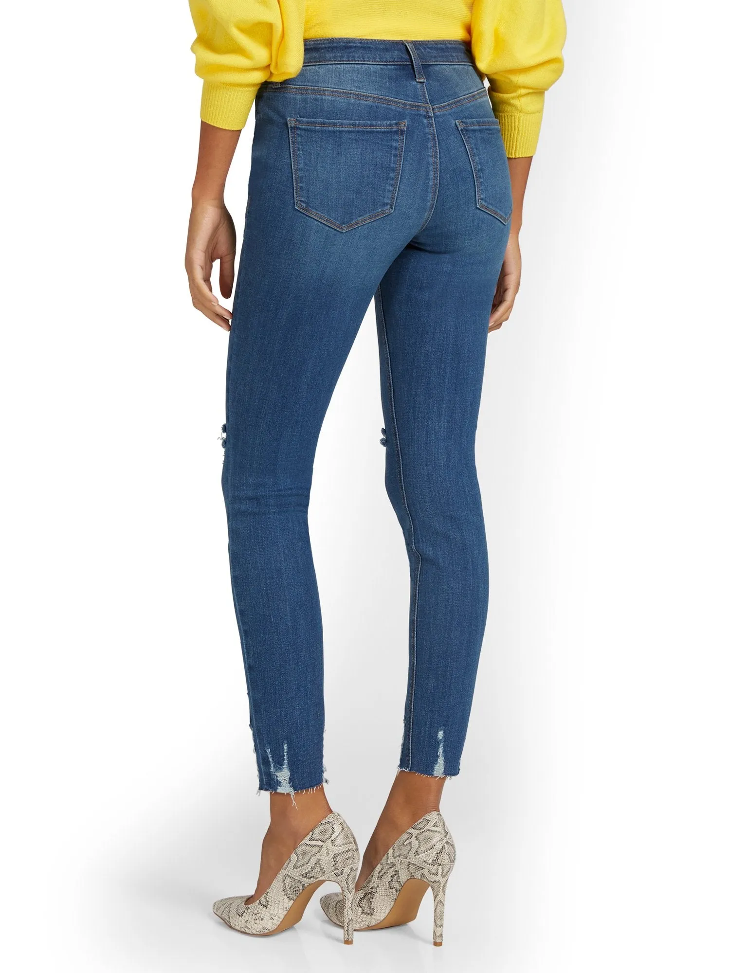 Tall Lexi Mid-Rise Super-Skinny Ankle Jeans - Dark Blue Wash