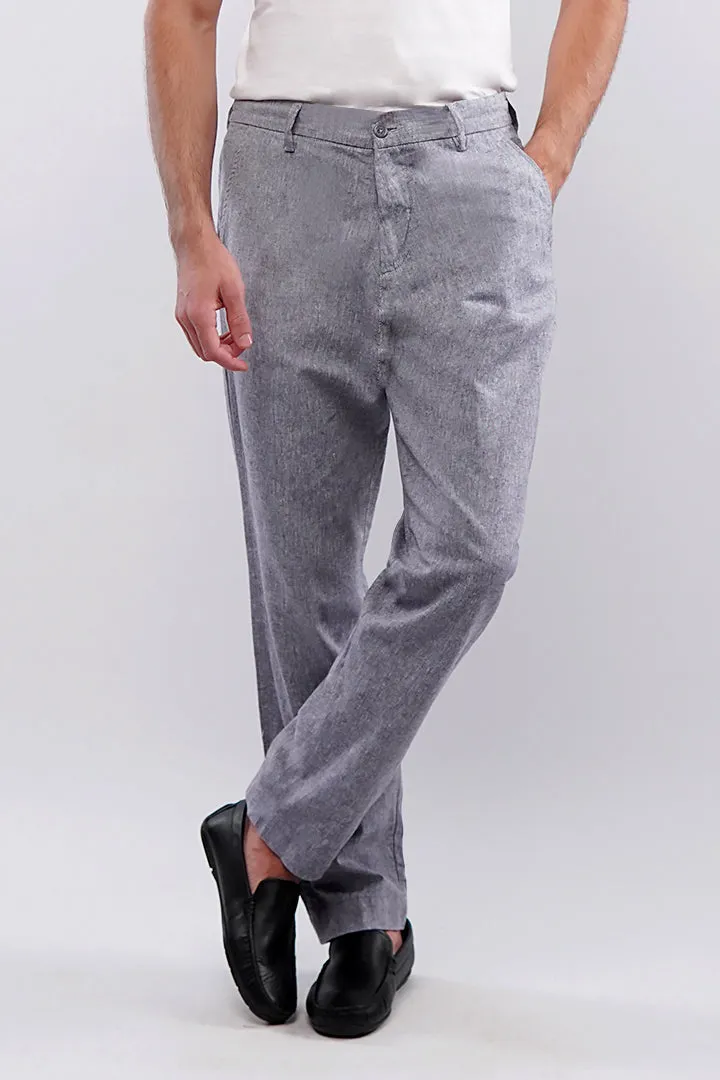 Textured Linen Pants - Grey