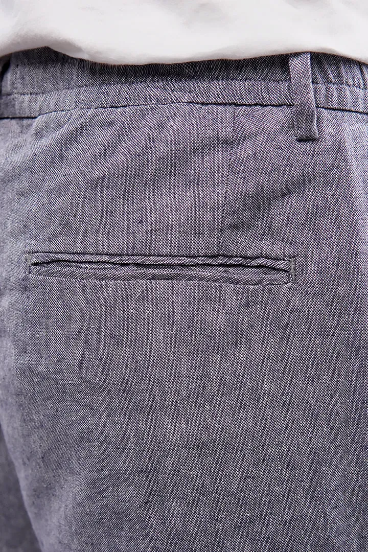 Textured Linen Pants - Grey