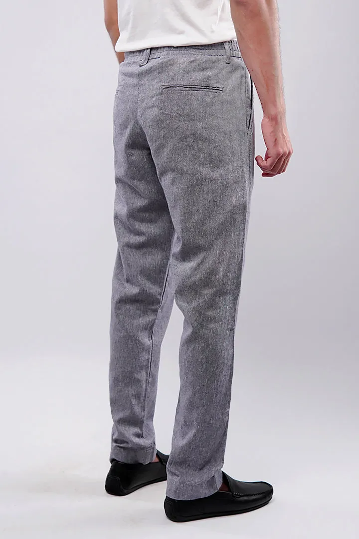 Textured Linen Pants - Grey