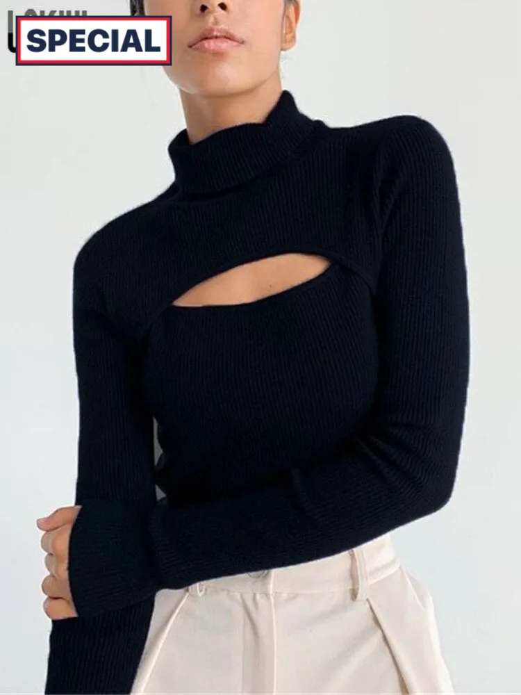 Trendy Knitted Long Sleeve Hollow Out Sweater