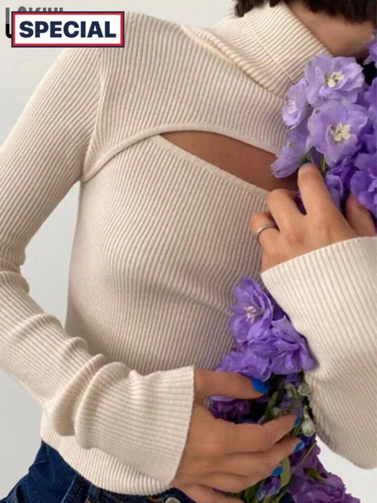 Trendy Knitted Long Sleeve Hollow Out Sweater