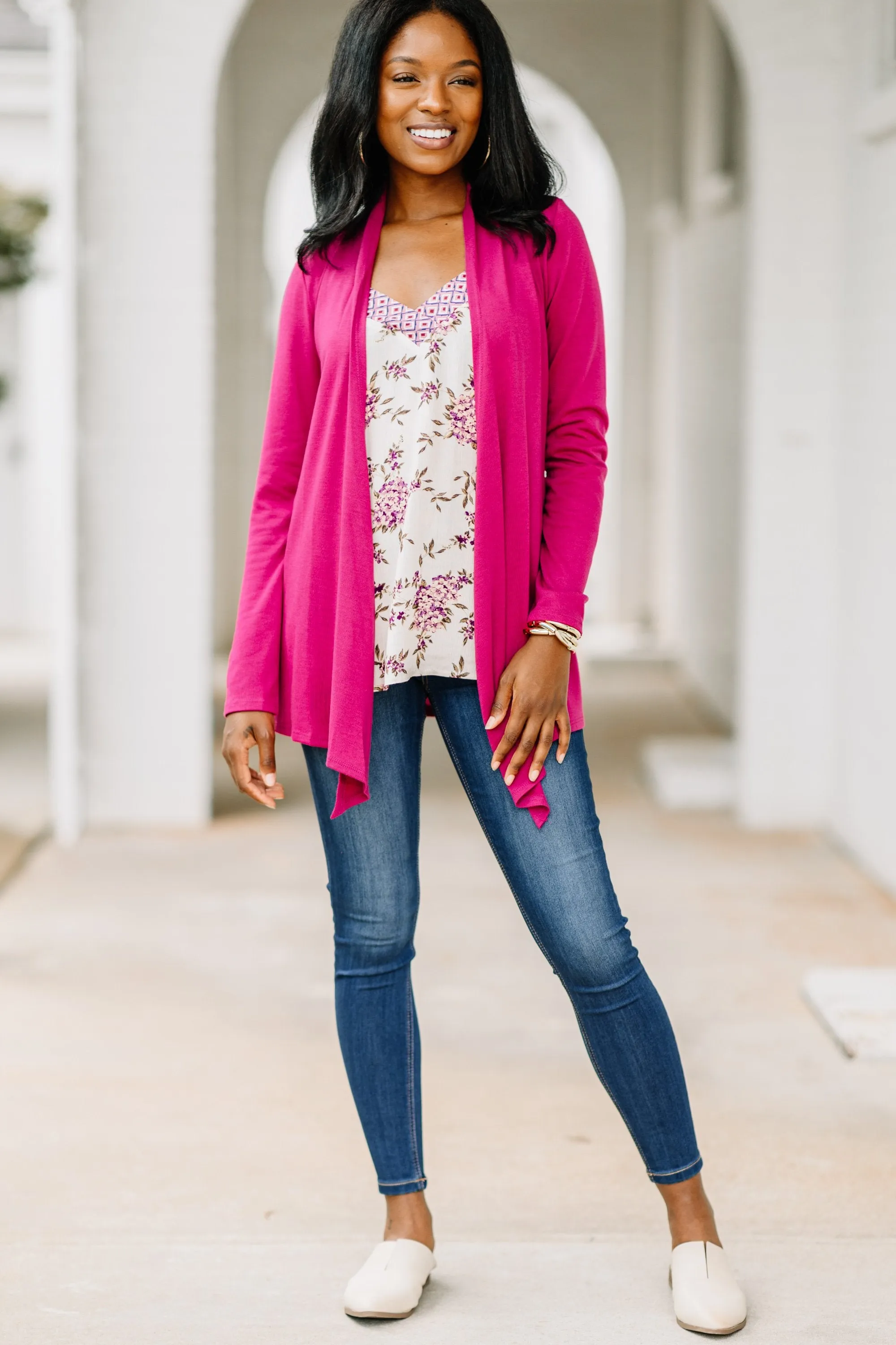 Undeniable Magenta Purple Classic Cardigan