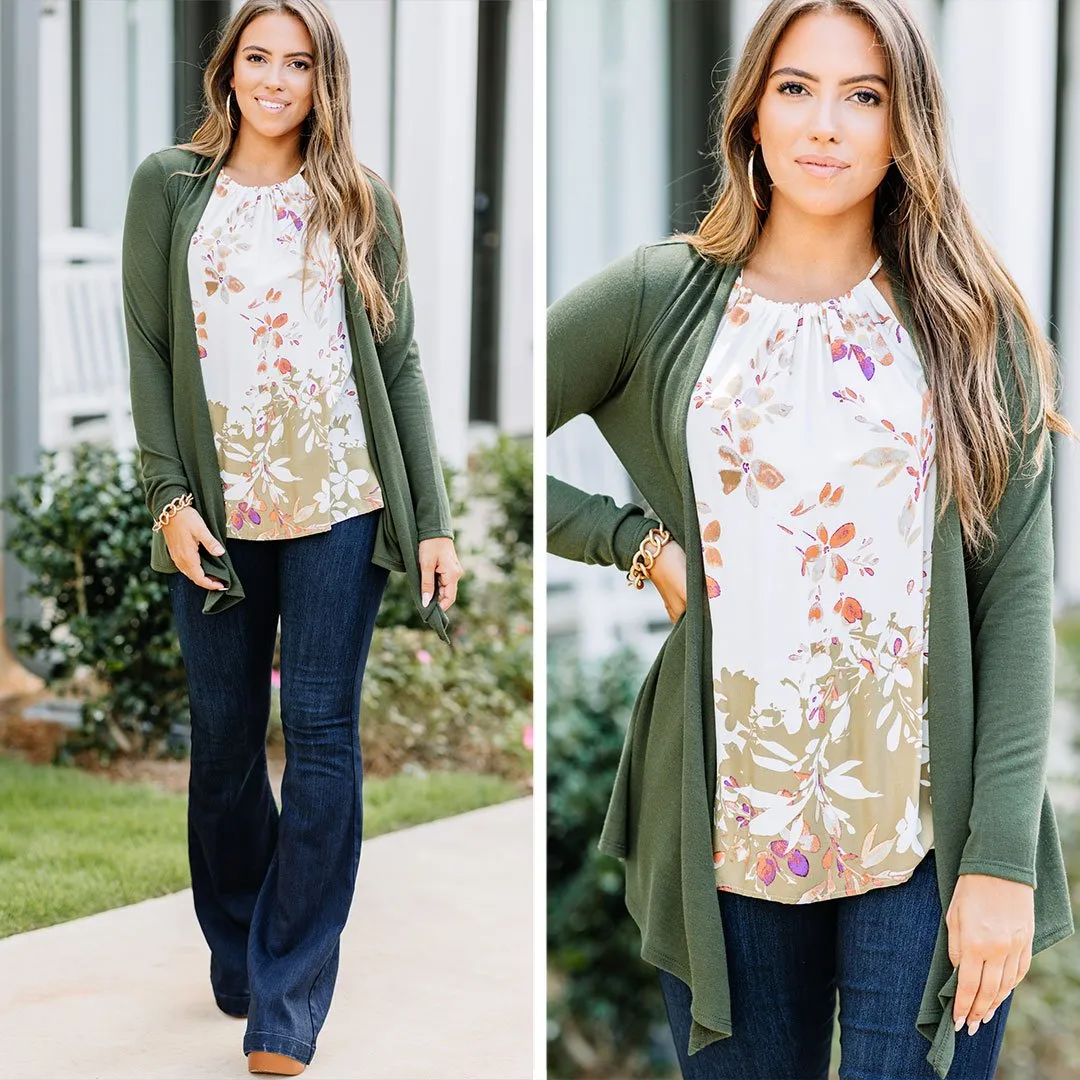 Undeniable Olive Green Classic Cardigan