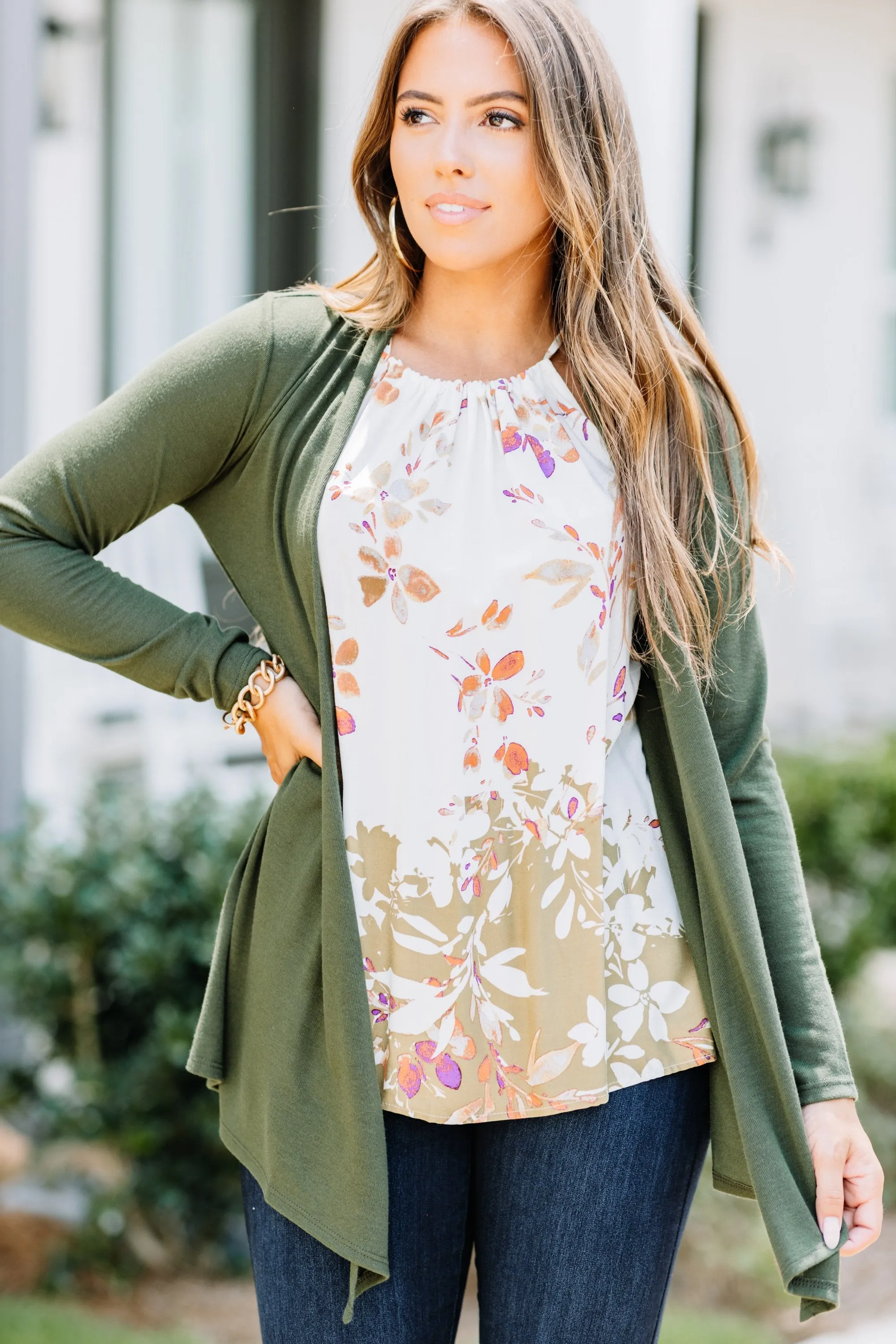 Undeniable Olive Green Classic Cardigan