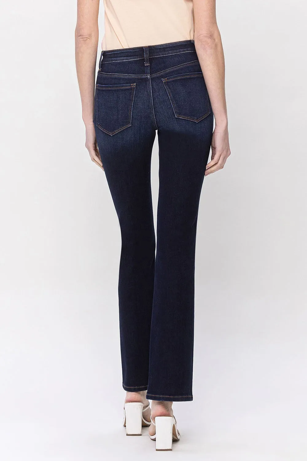 VERVET by Flying Monkey HIGH RISE RHINESTONE DETAIL SLIM WIDE JEANS Aileeah